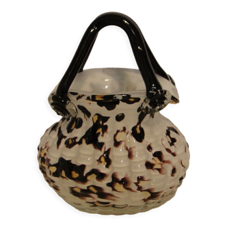 handbag basket vase hand blown Murano glass