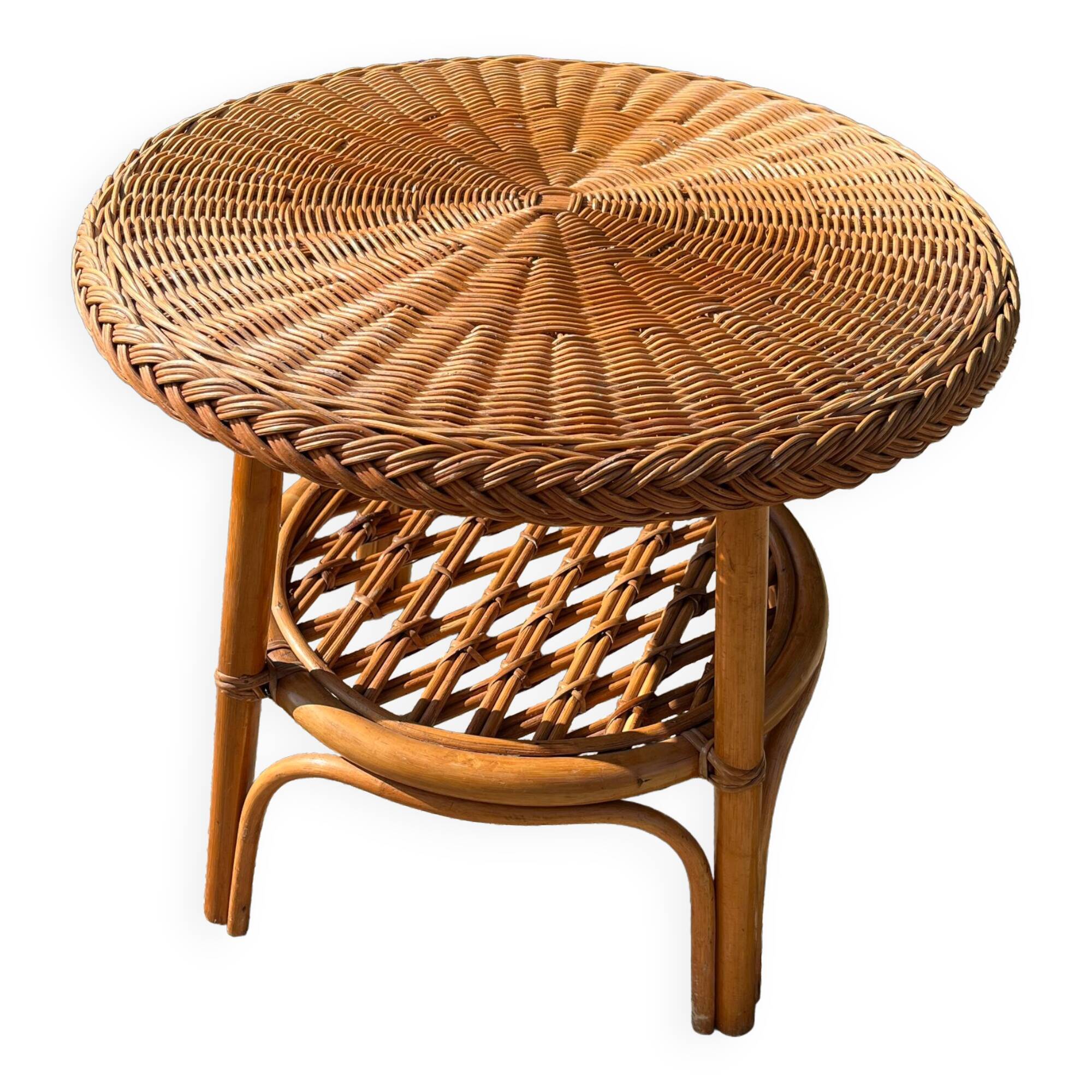 Rattan and bamboo coffee table