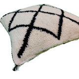 Coussin berbère laine noir et blanc
