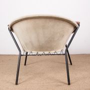 Danish armchair in Leather, Steel and Teak, Balloon model by Hans Olsen 1960.