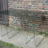 Steel wire desk and smoked glass tray