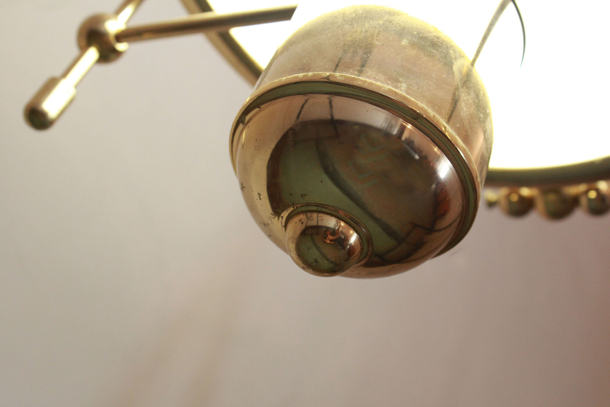 1970s goldenrod pendant with opaline glass
