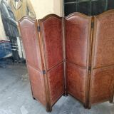 4-leaf wood and leather screen