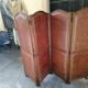 4-leaf wood and leather screen