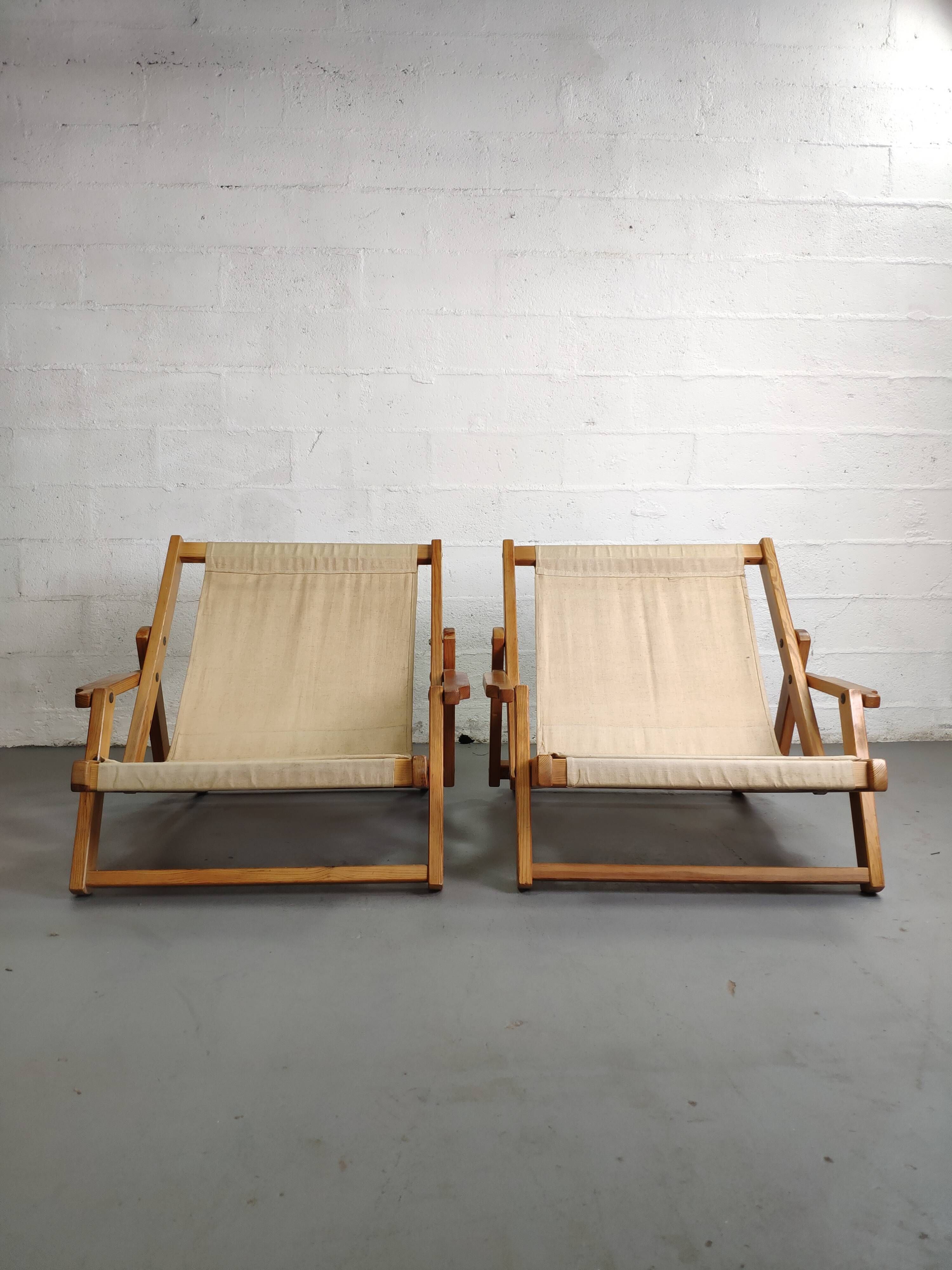 Pair of armchairs sun loungers Kon-Tiki Ikea 1970 Gillis Lundgren