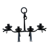 Large vintage brutalist wrought iron candlestick from the 1960s