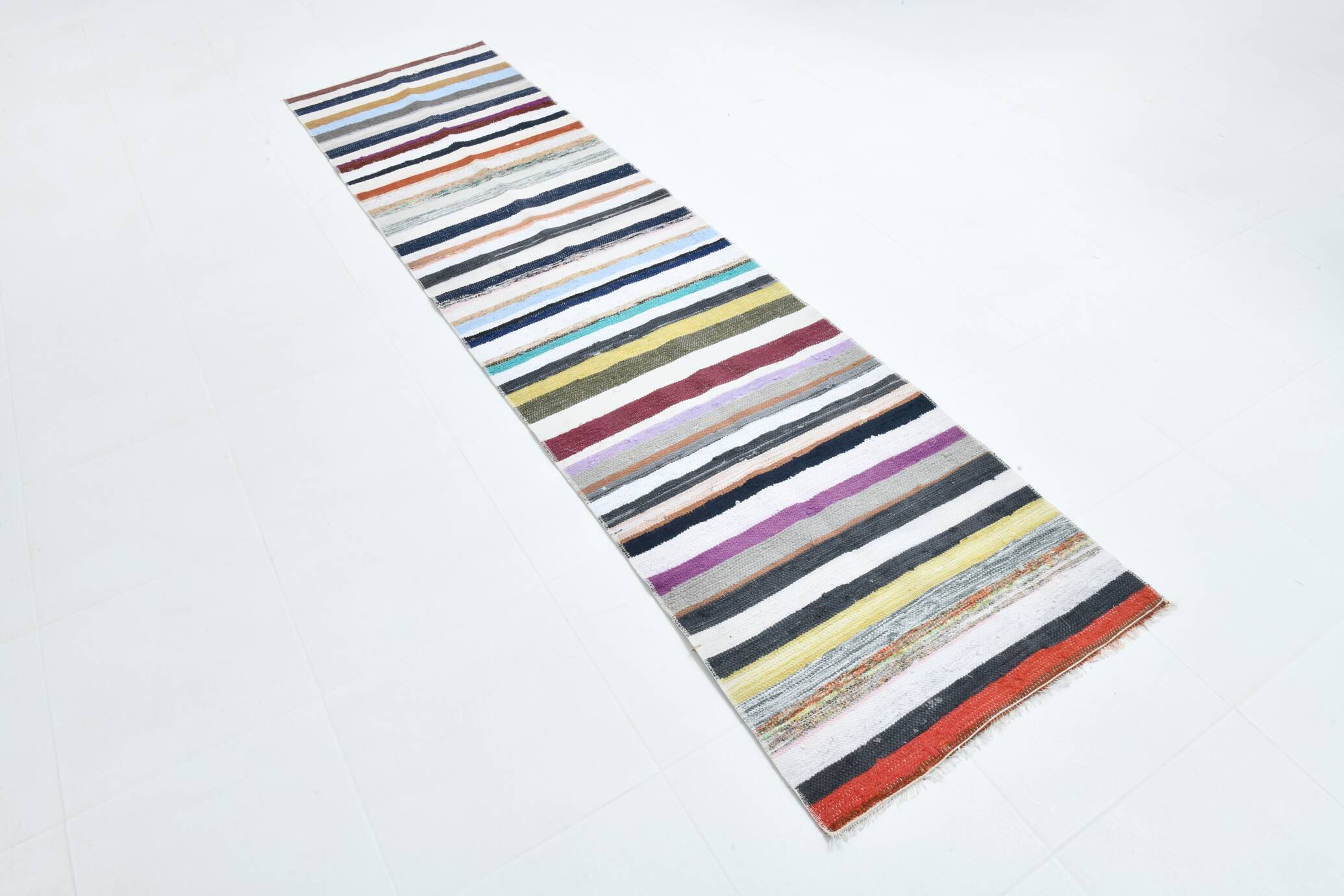 2x9  Multicolor Vintage Kilim Runner Rug, Hallway Runner Rug, 73x286Cm