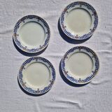 Set of 4 old dessert plates, Earthenware, Ironstone, Sté Amand