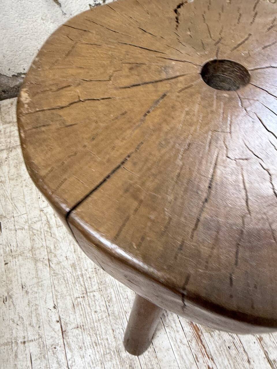 Pair of oak tripod shepherd's stools