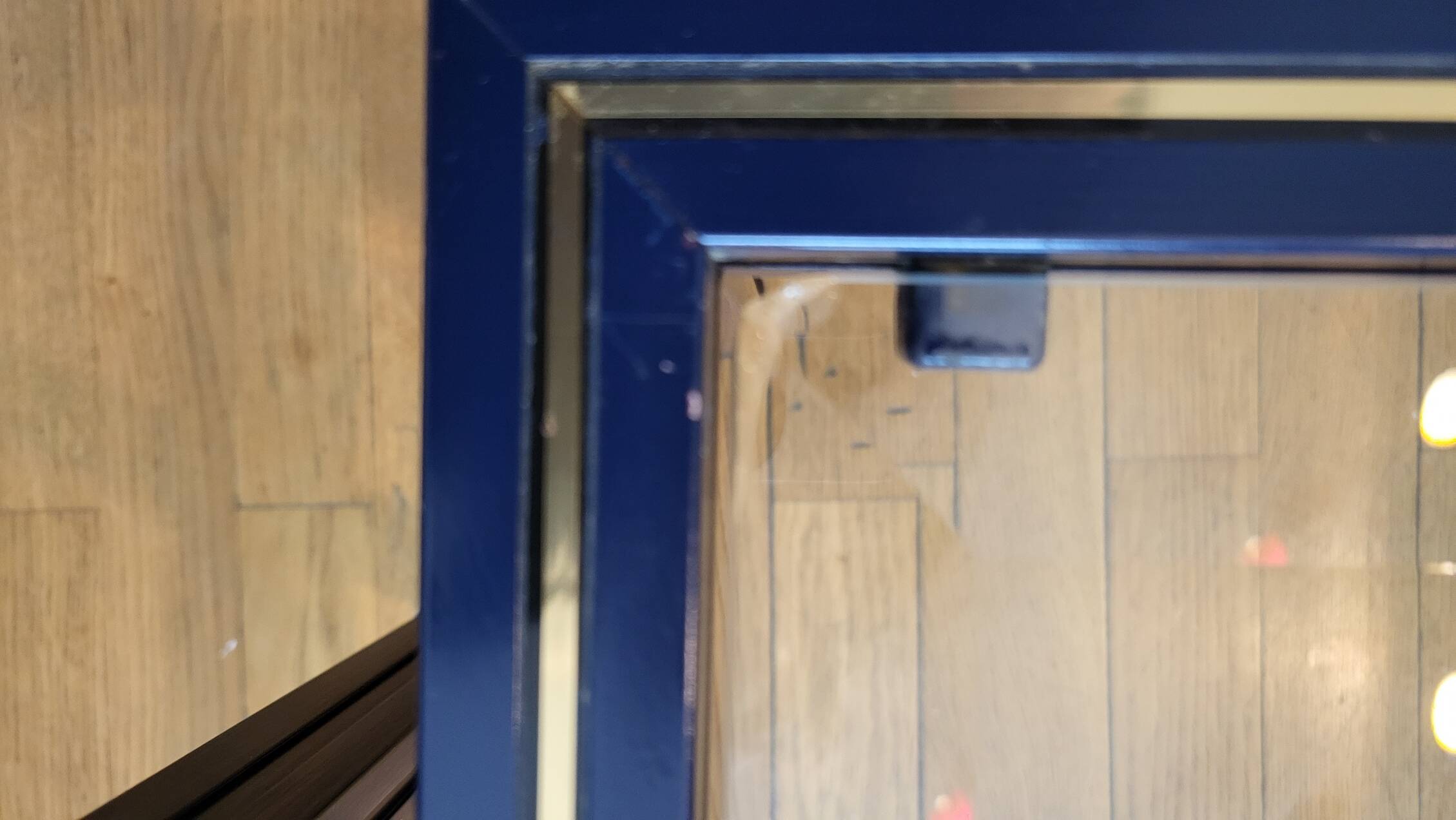 Set of 3 Pierre Vandel nesting tables in blue lacquered metal and glass top, French 1970 Vintage