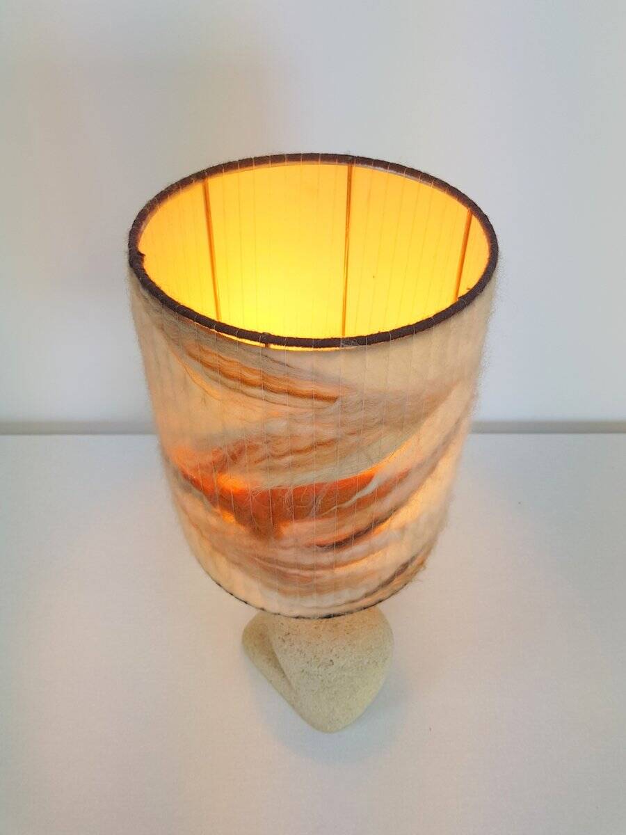 Arts & Crafts Style Brutalist Natural Stone Table Lamp, 1970s