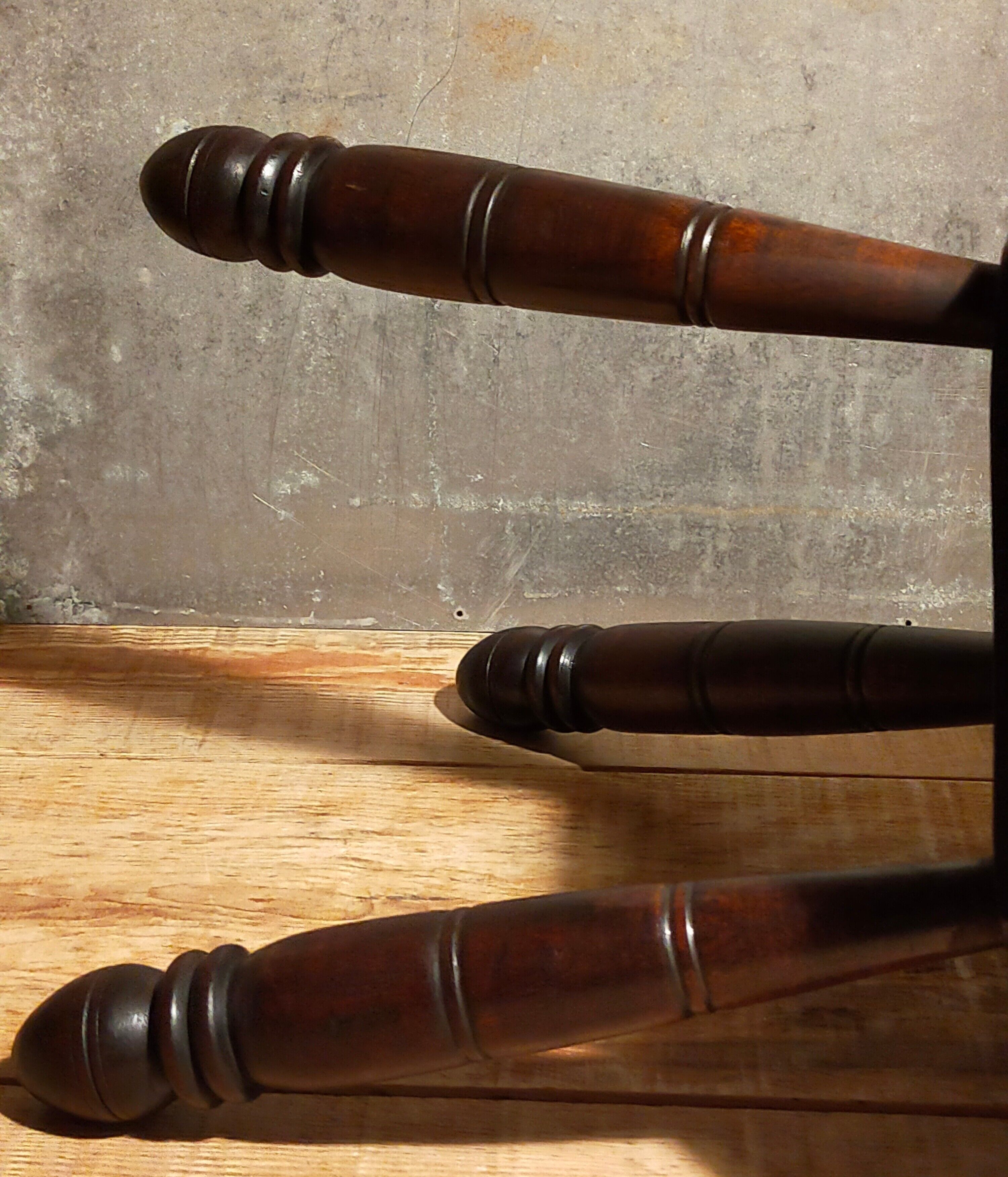 Tripod stool solid wood turned vintage