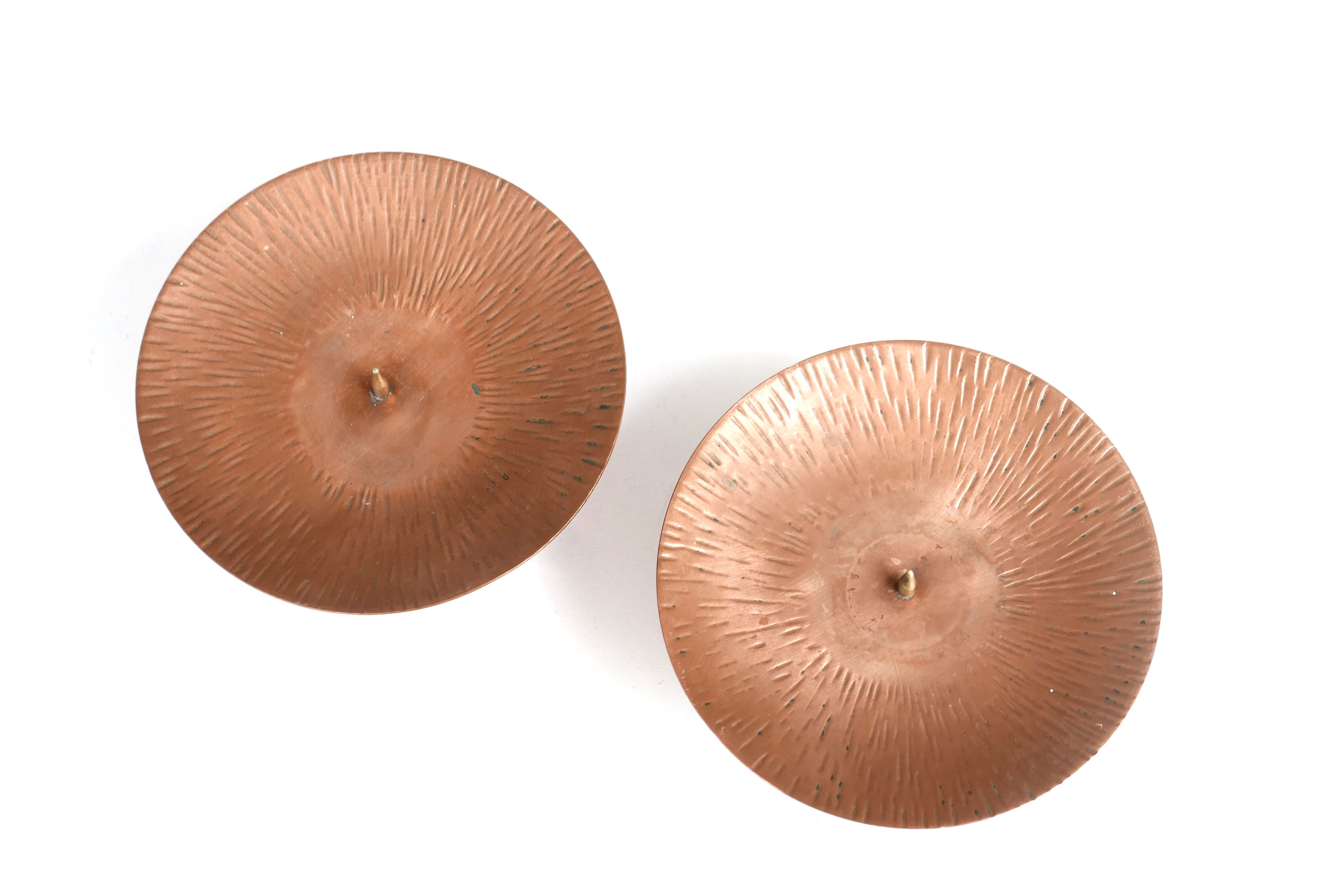 Pair of copper candlesticks, 1960s
