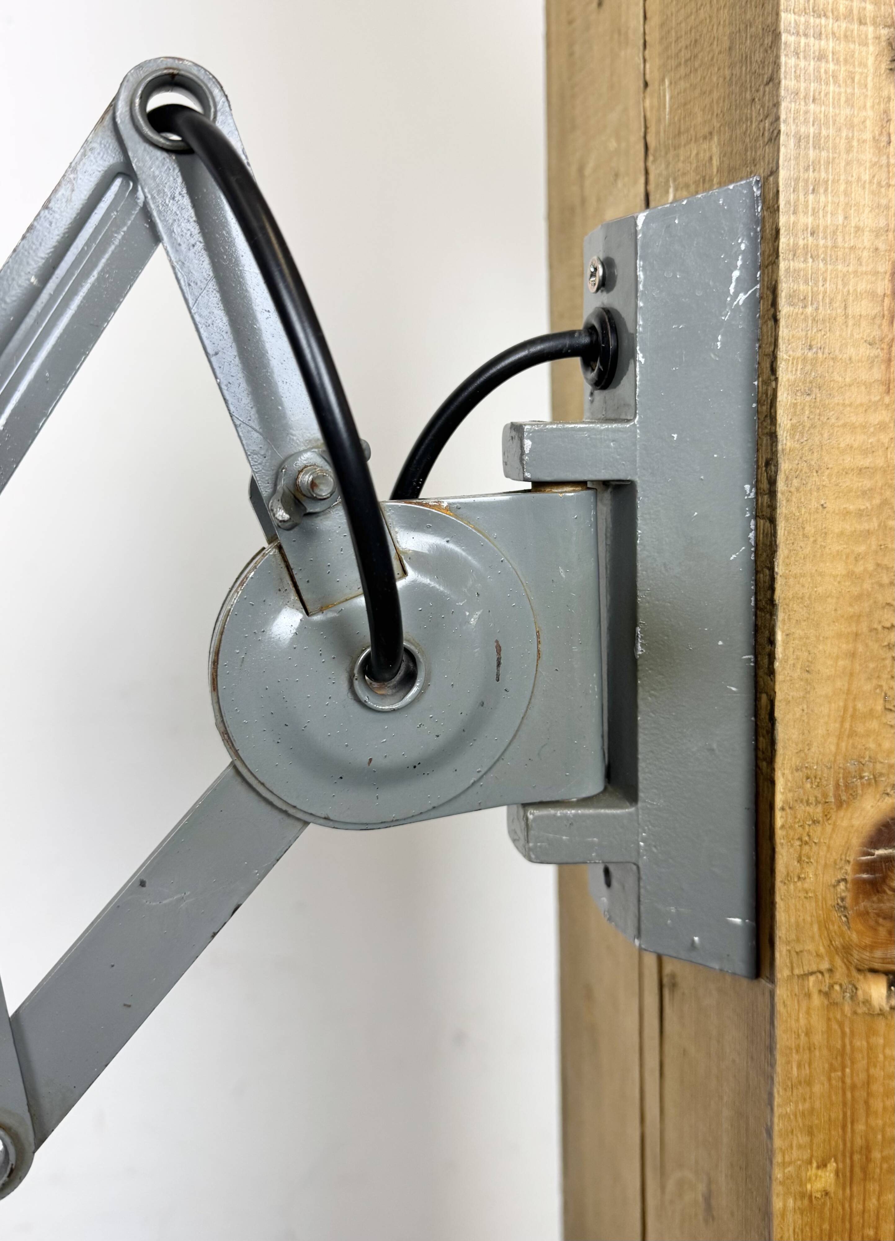 Grey Industrial Scissor Wall Lamp from Elektroinstala, 1960s