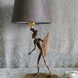 Lampe guerrier africain en bronze.