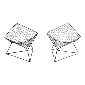 Set of two "Oti" wire lounge chairs by Niels Gammelgaard for IKEA, 1980s