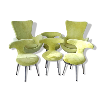 Set of 2 armchairs and 4 vintage chairs Mathi Design