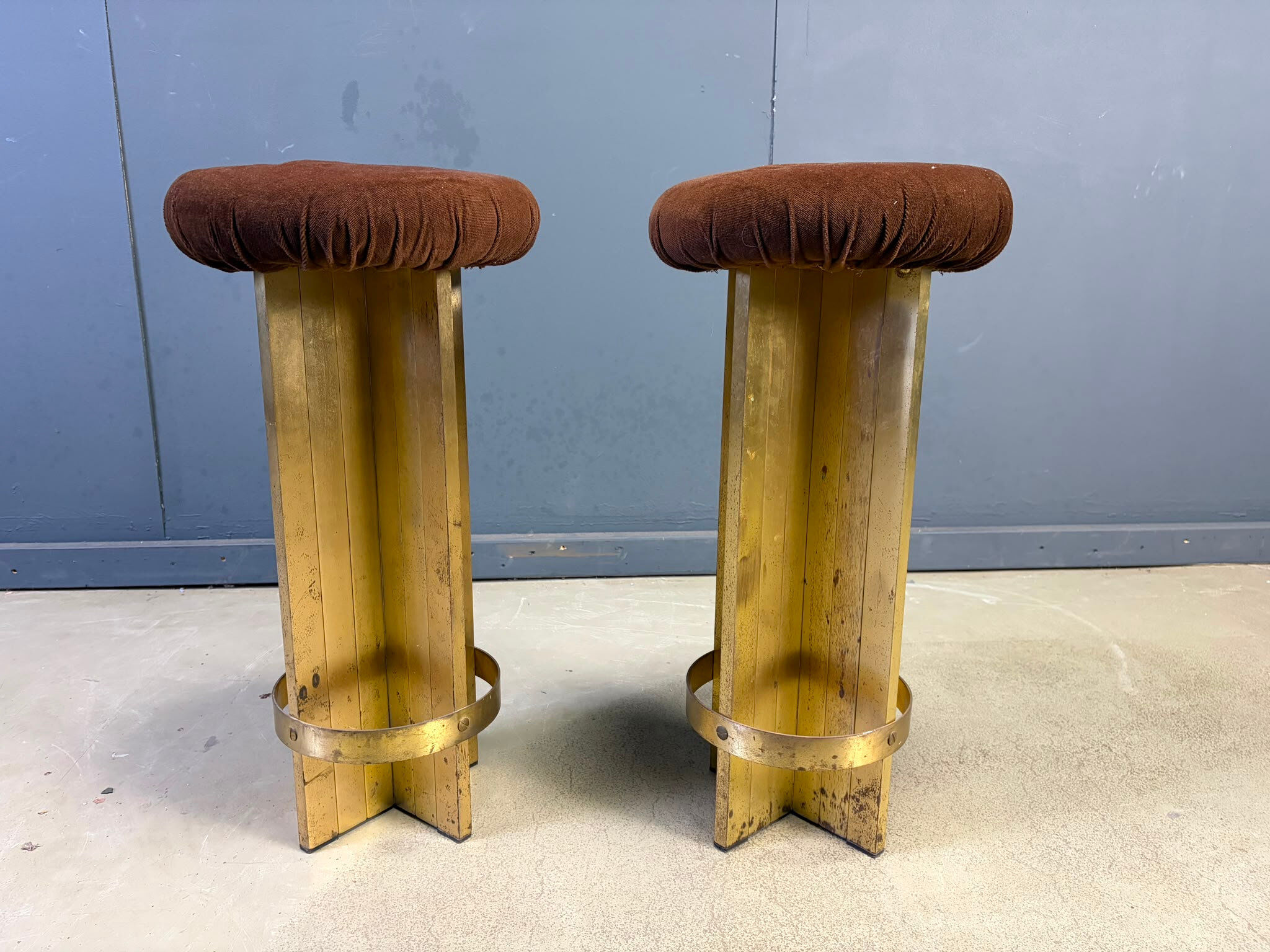 Vintage Italian brass bar stools, 1970s