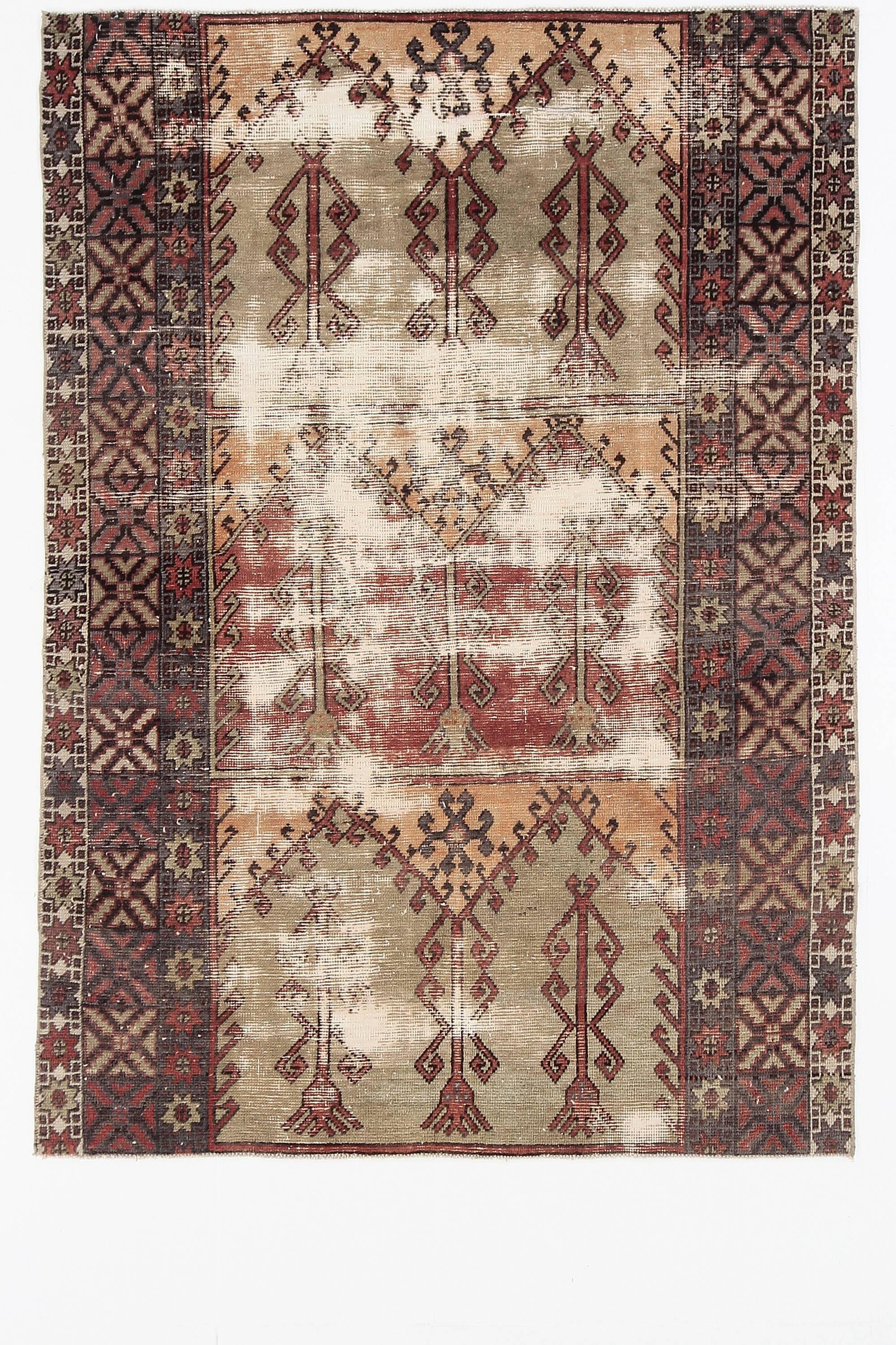 5x7 Classic Brown Red Handmade Vintage Rug, 151x214Cm SK 3054