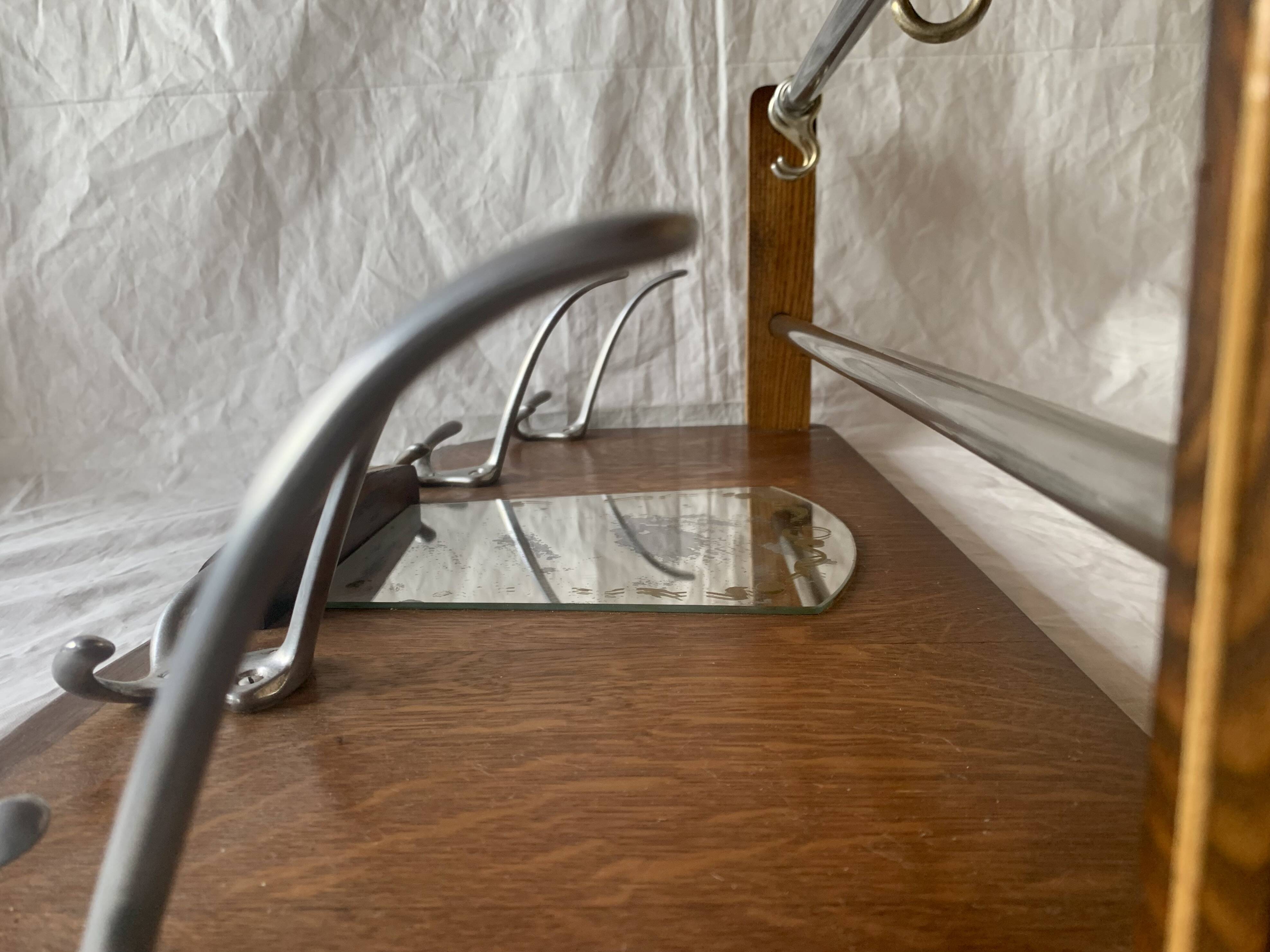 Art Deco wooden wall coat rack