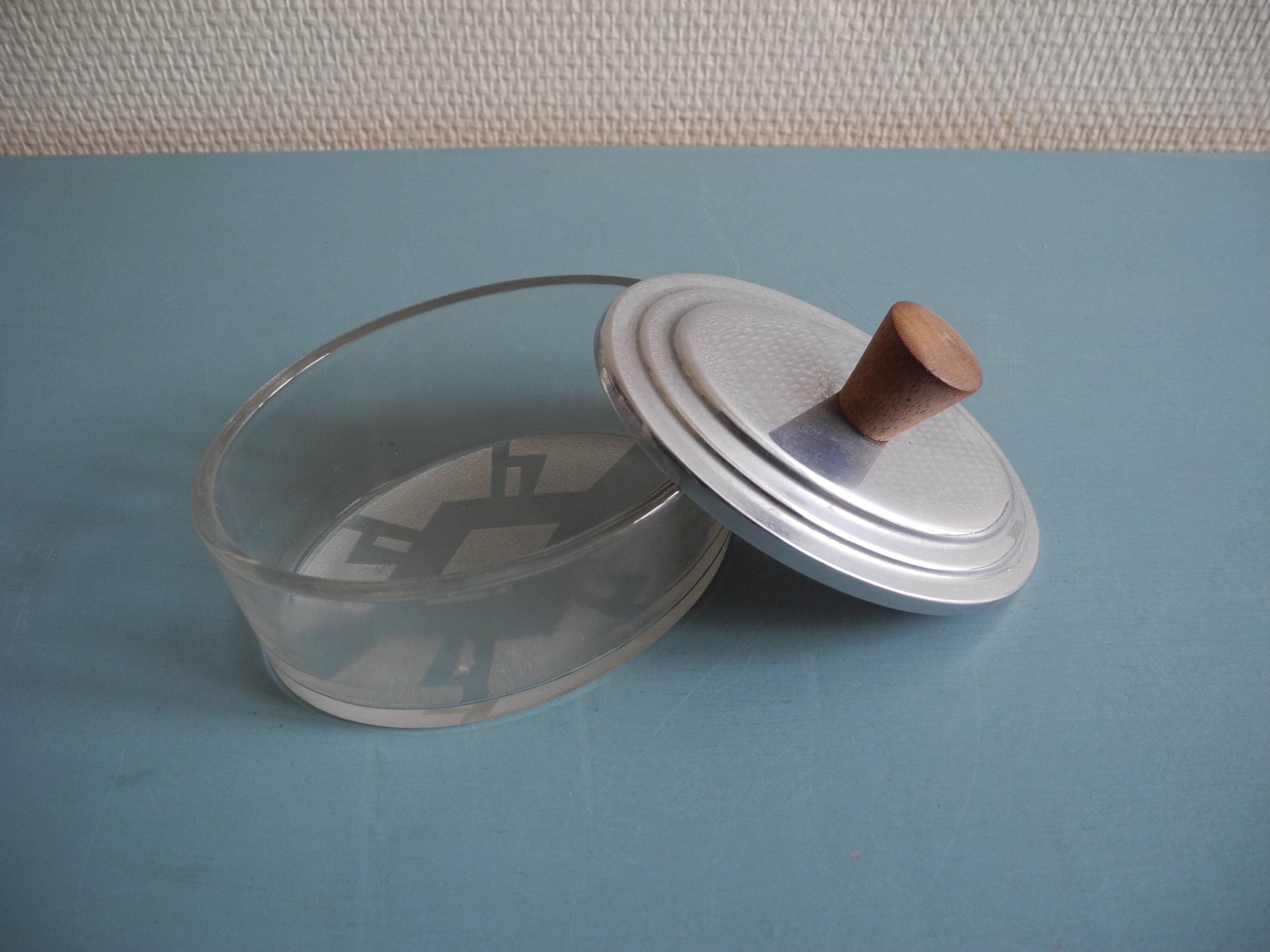 antique oval glass box, Art Deco style, French glass box