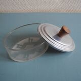 antique oval glass box, Art Deco style, French glass box