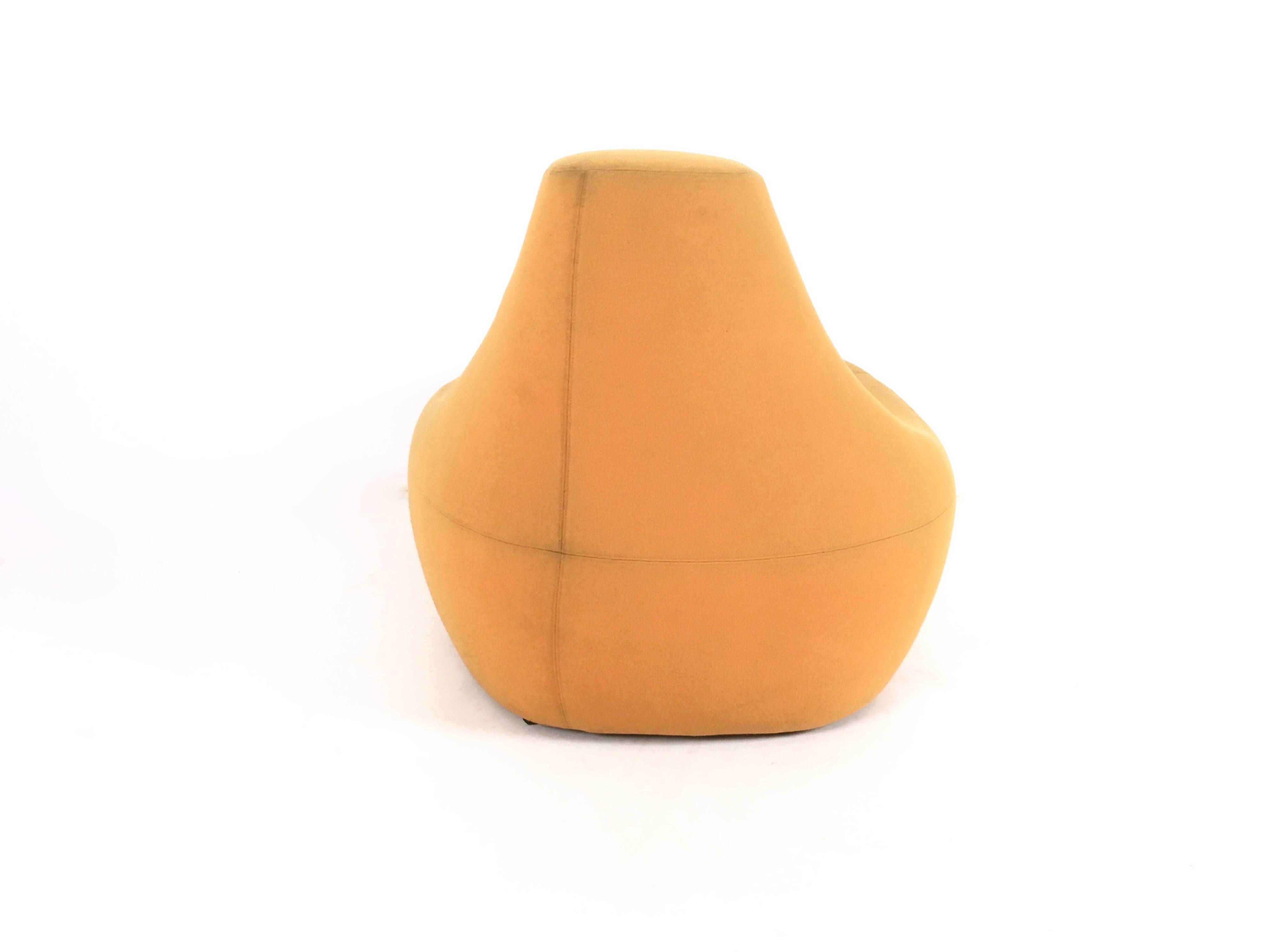 Pair of Postmodern Black and Goldenrod Polyurethane Lounge Chairs, Italy
