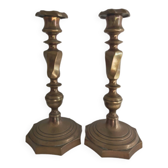Paire de bougeoirs chandeliers 19ème en bronze