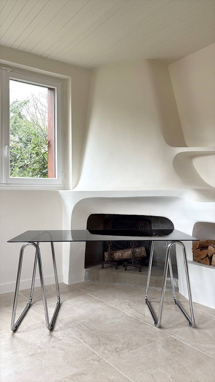 Stainless steel and glass desk