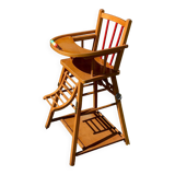 Vintage wooden children's high chair, convertible table