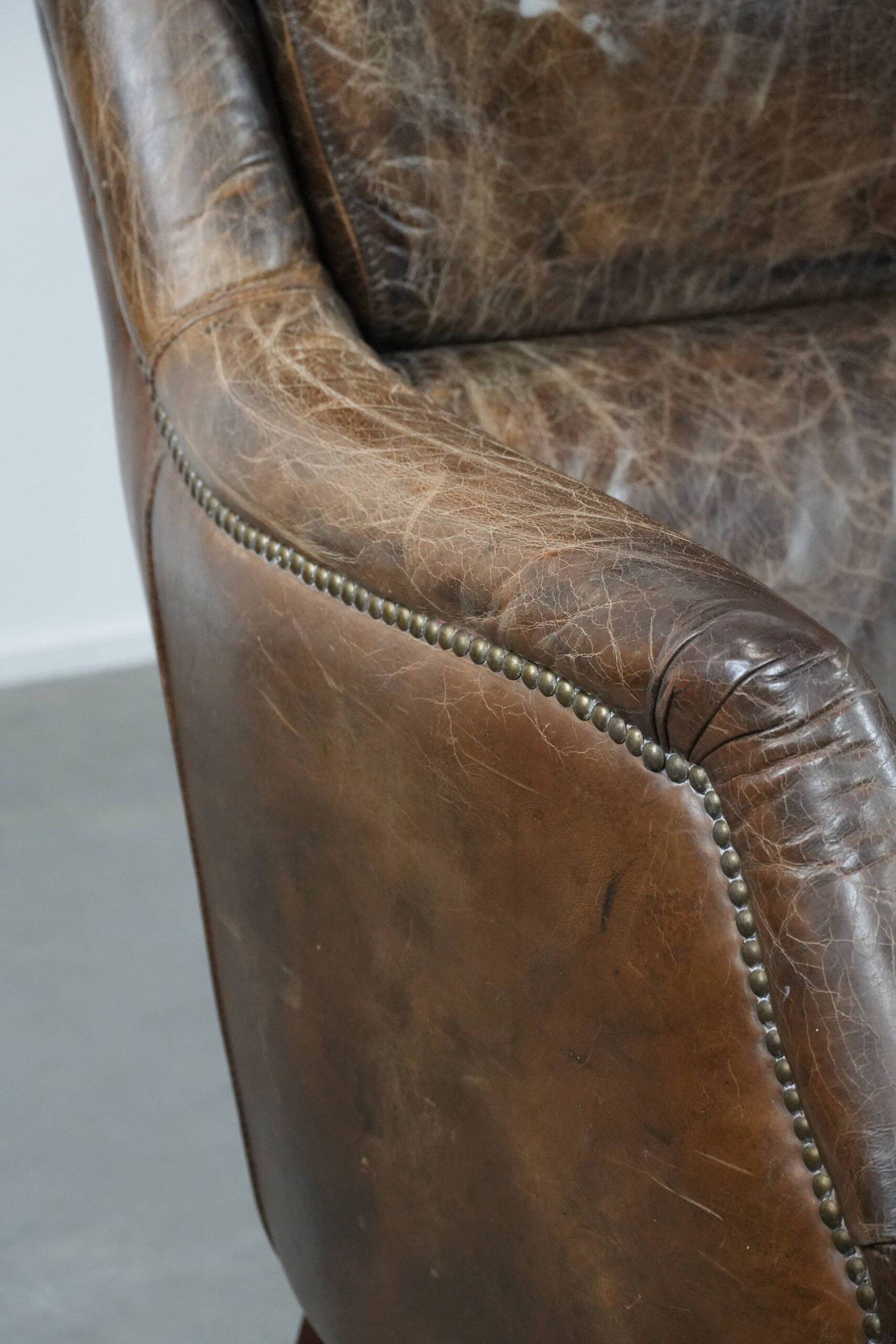Very comfortable set of two vintage cowhide leather armchairs