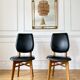 Pair of vintage wood and leather chairs