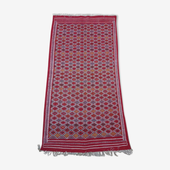Red Berber carpet Handmade wool 105x205cm