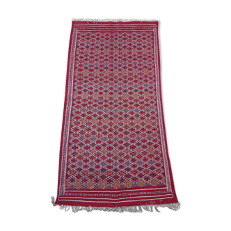 Red Berber carpet Handmade wool 105x205cm