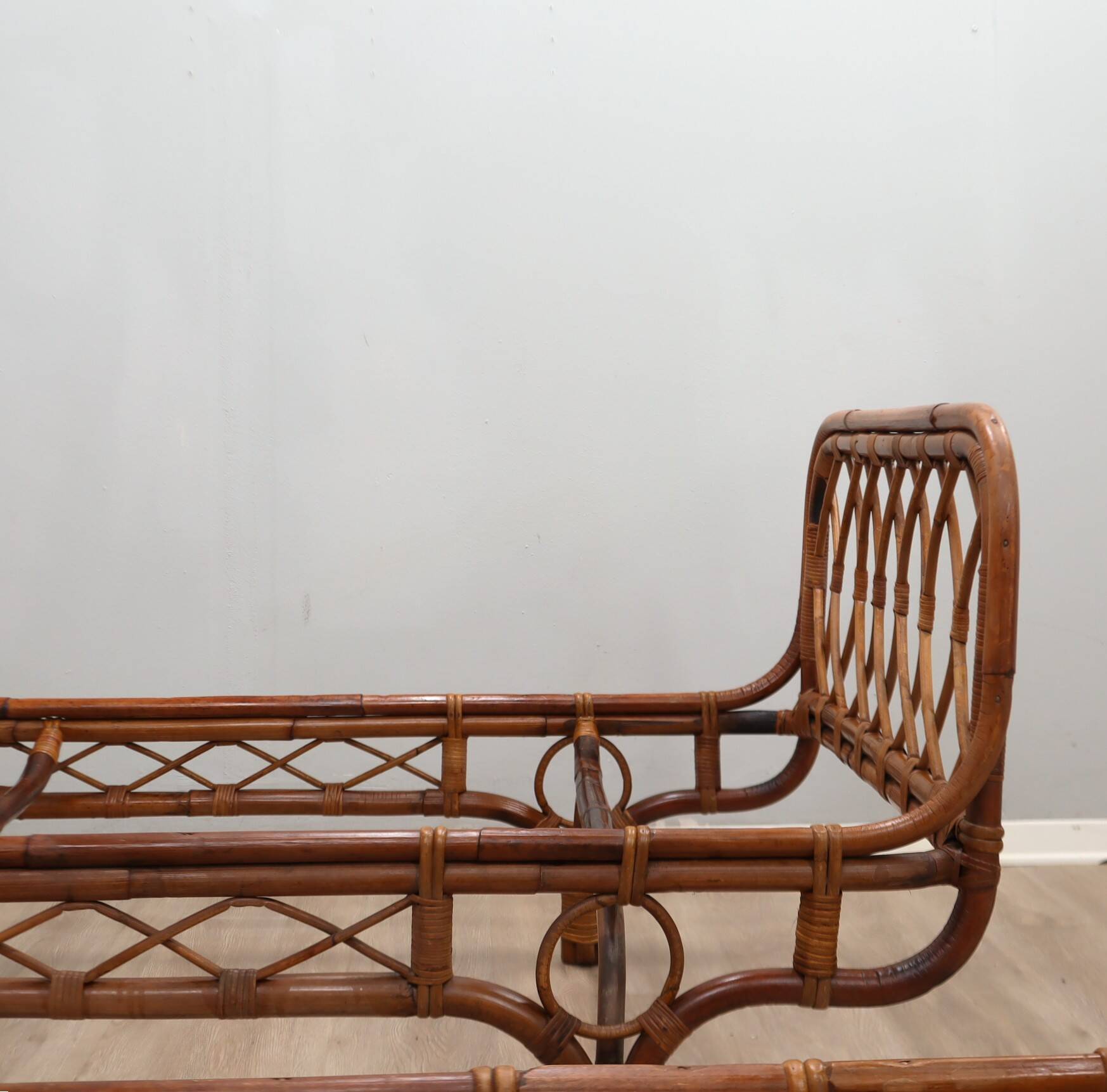 Pair 1960s Franca Helg Bonacina Rattan Malacca Daybeds
