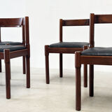 Set of six leather "Carimate" dining chairs by Vico Magistretti for Cassina