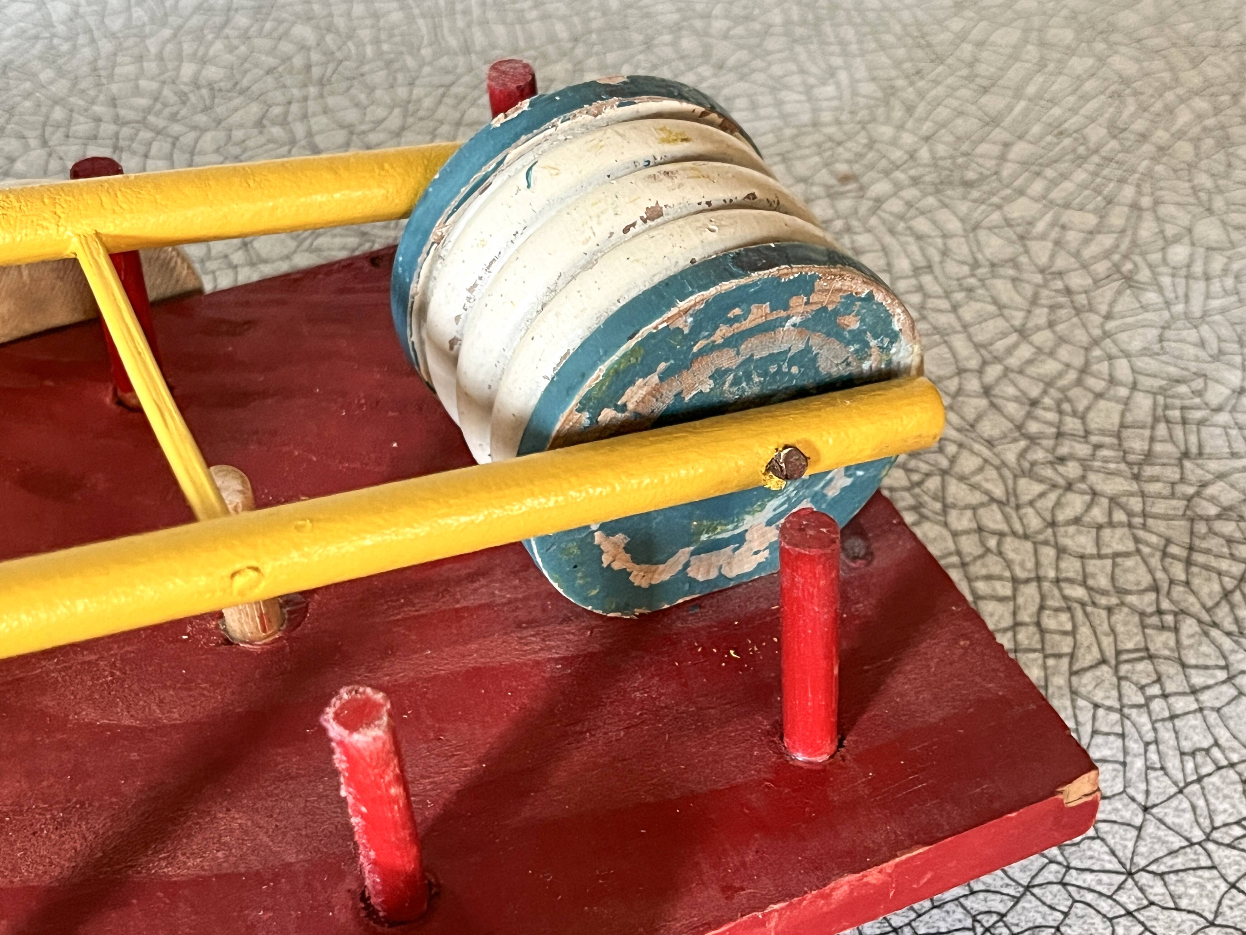 camion de pompier jeu de quilles en bois, jouet ancien années 30/40
