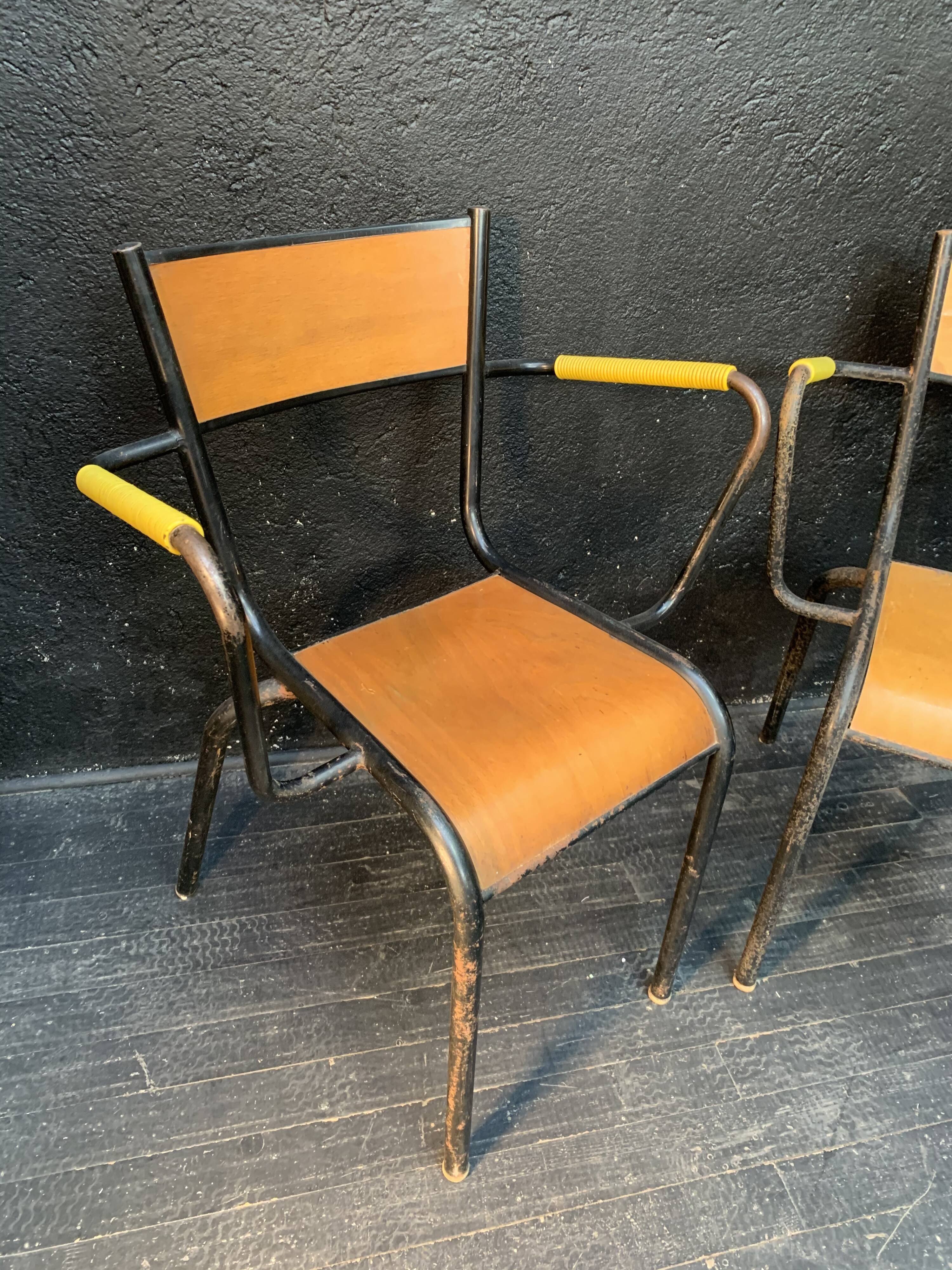 Pair of armchairs, school chairs 1950