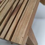 Vintage solid pine slatted low stool