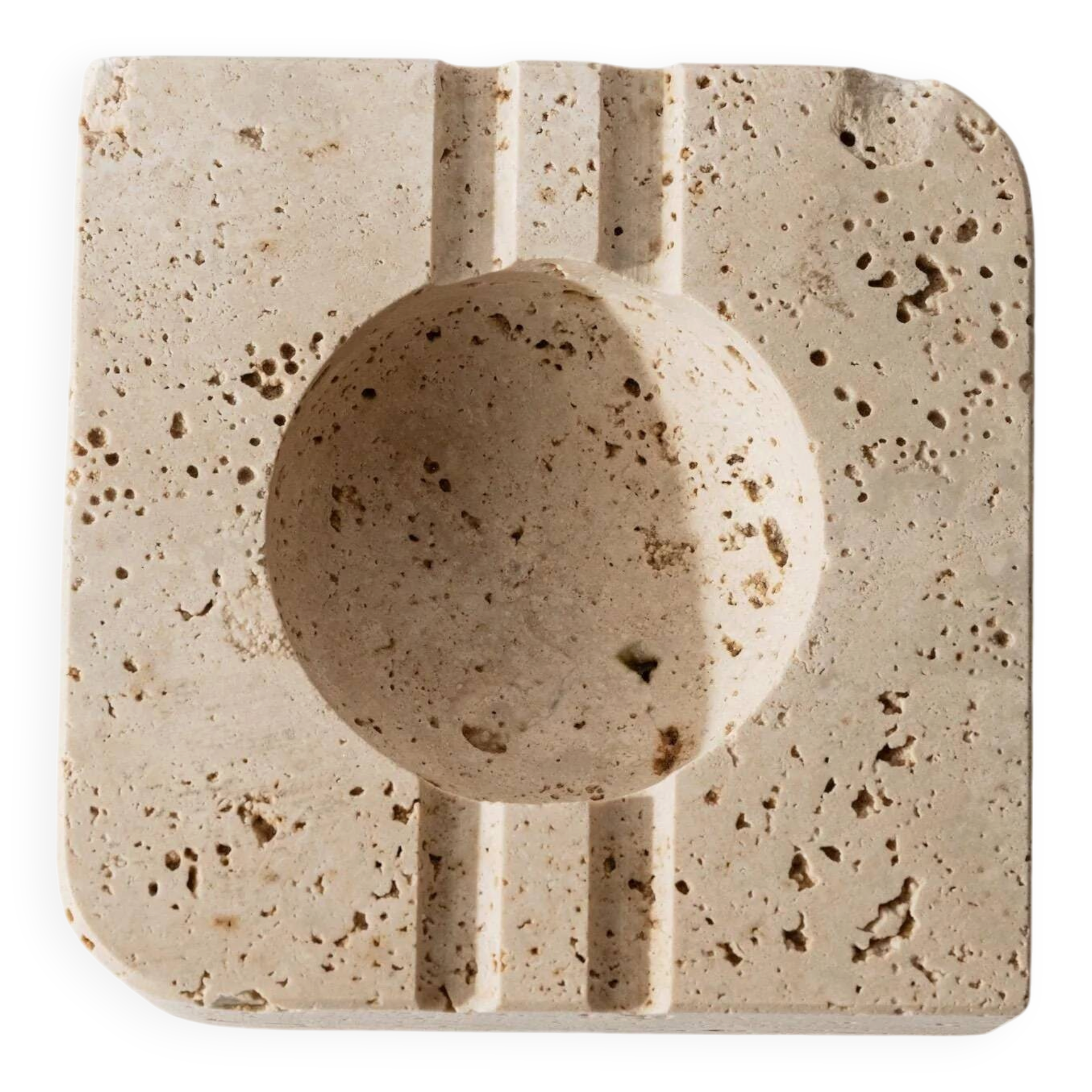 Vintage alabaster ashtray from the 1960s, beige stone, mid-century design, San Gimignano, Italy.