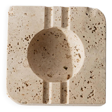 Cendrier vintage en albâtre des années 1960, pierre beige, design mid-century, San Gimignano, Italie
