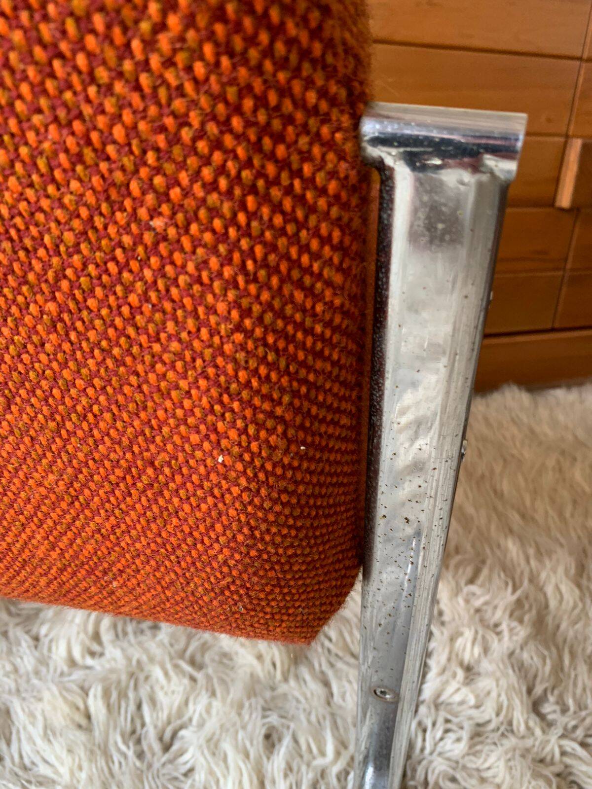 Fauteuil vintage en tweed orangé