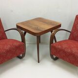 1940 Set of two Halabala Armchairs H 269 + Spider table