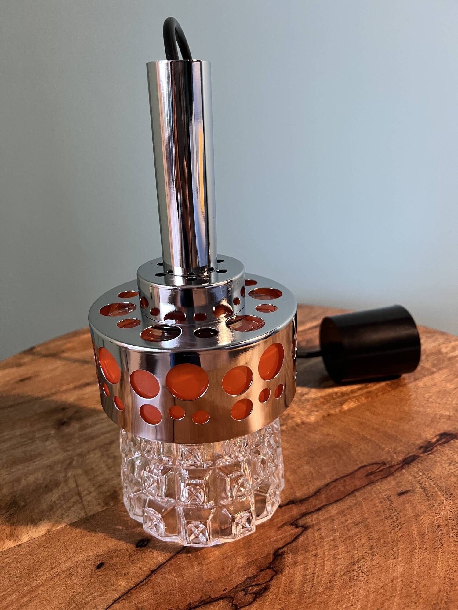 Art deco lamp / glass shade from the 1960s / ceiling pendant lamp for home decor