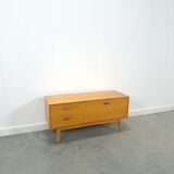 TV cabinet veneer vintage with drawers and brass