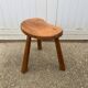 Rustic brutalist tripod wooden stool 1950s