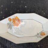 Art deco service dish in porcelain signed Lourioux foecy old