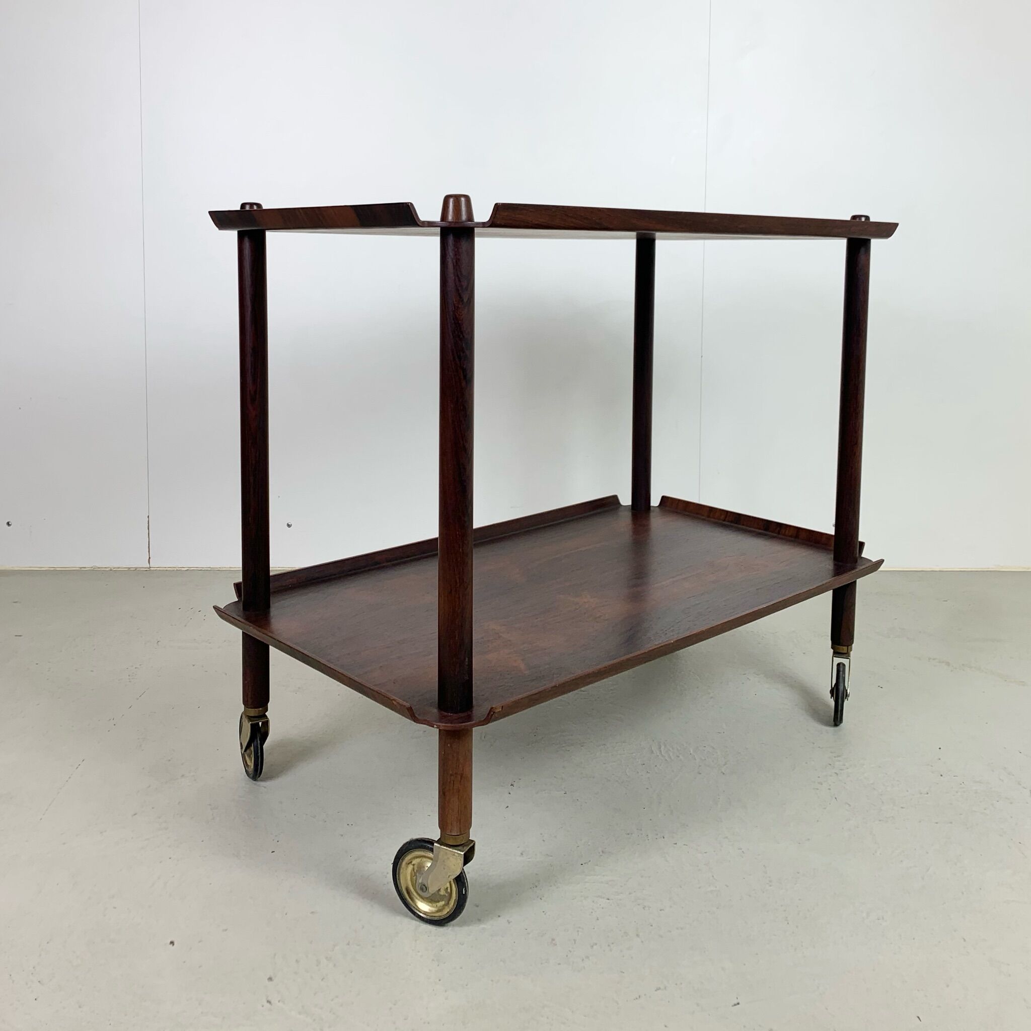 Danish midcentury serving trolley in palisander by poul hundevad, 1960s