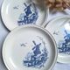 Assiettes plates moulin bleu vintage