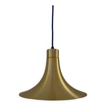 Lampe vintage danoise de style Semi pendel - Lampe dorée de l'ère spatiale